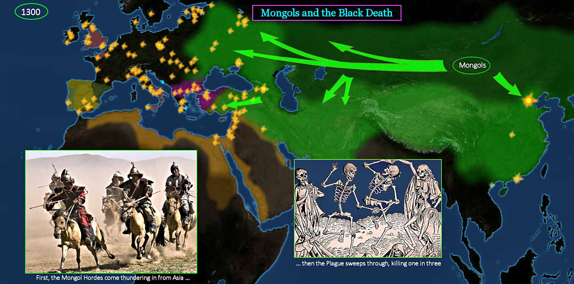 Mongols and Black Death, 1300 map